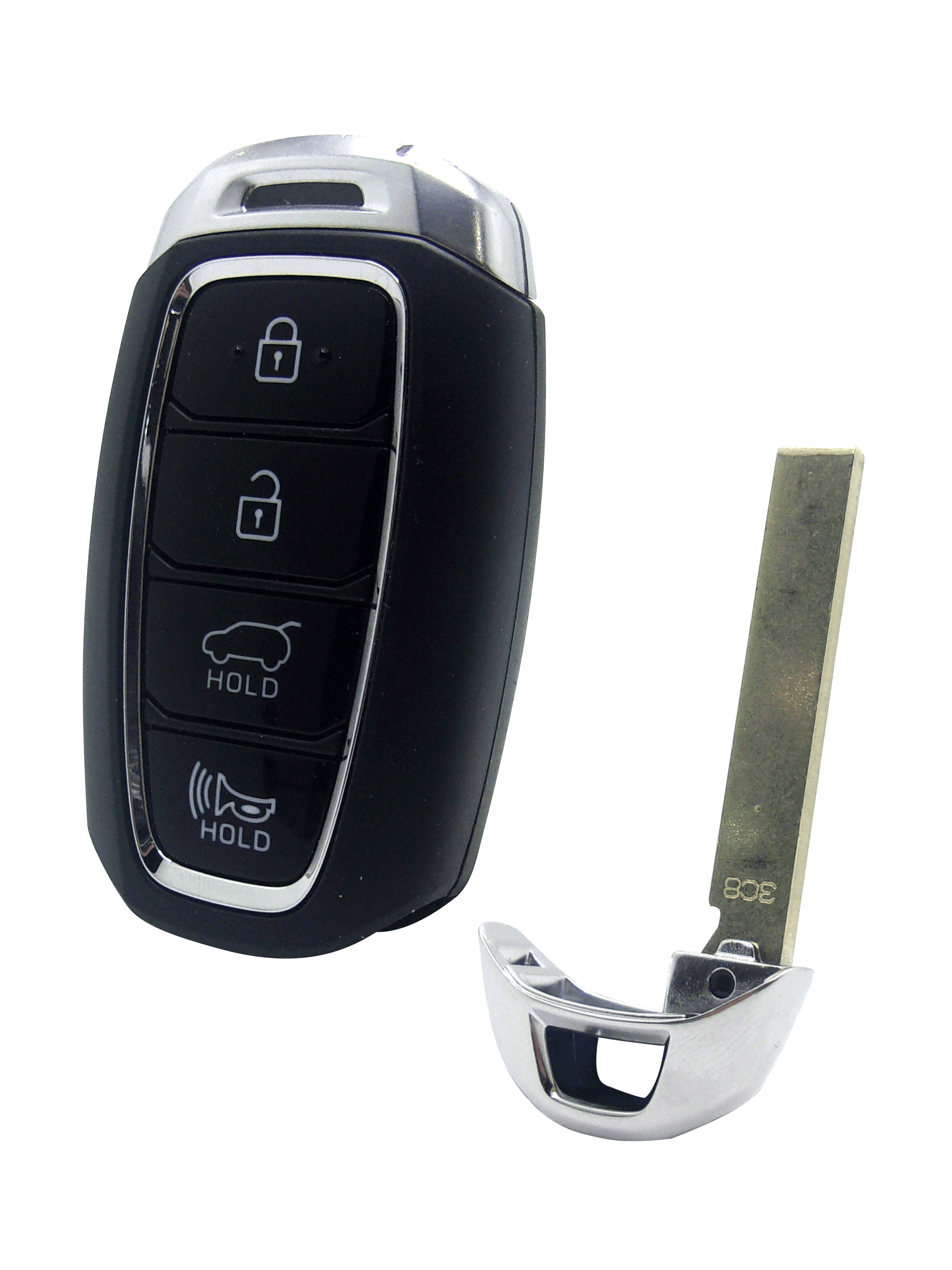 Keys Rear View Hyundai Smart Key - 4 Button with Lock, Unlock, Open Rear Hatch, and ...