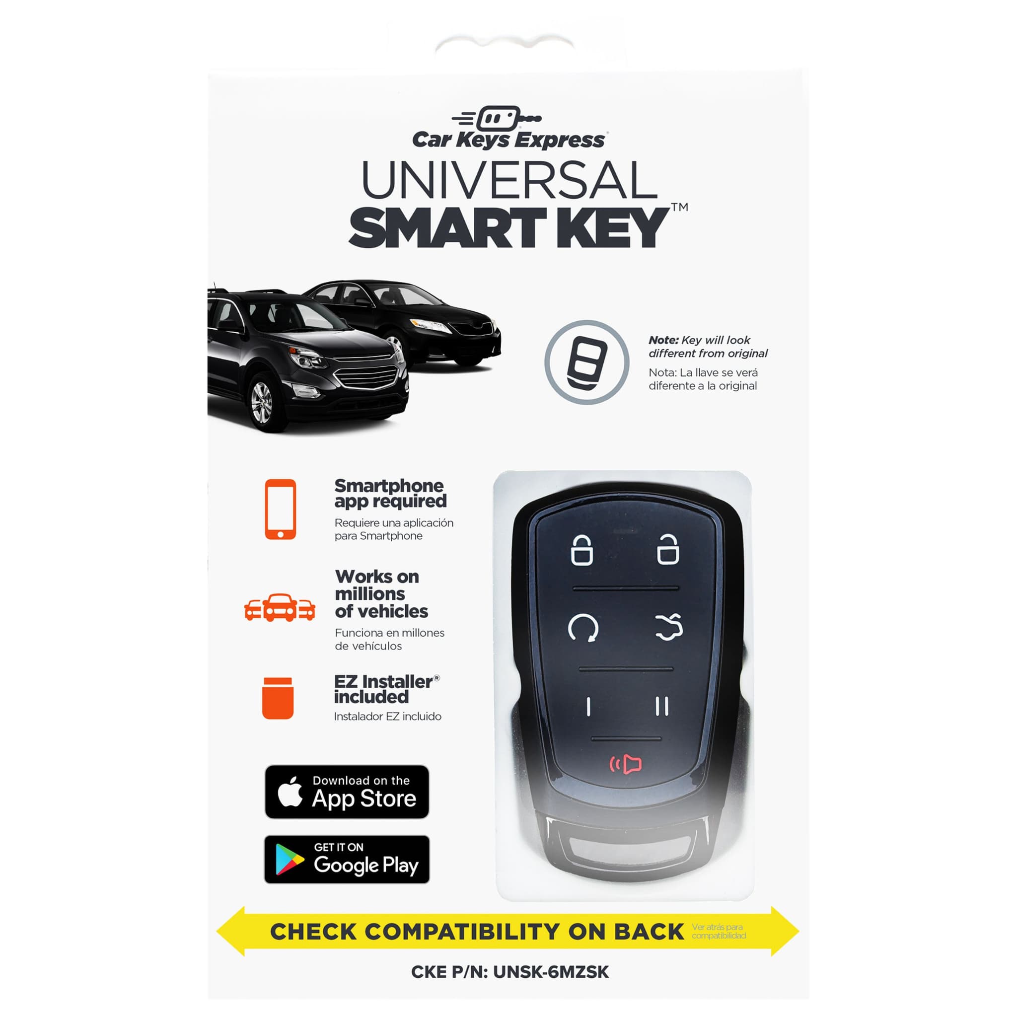 Exp Key Universal 7-Button (Trunk, Remote Start, Panic, I, II) Keyless Entry ...